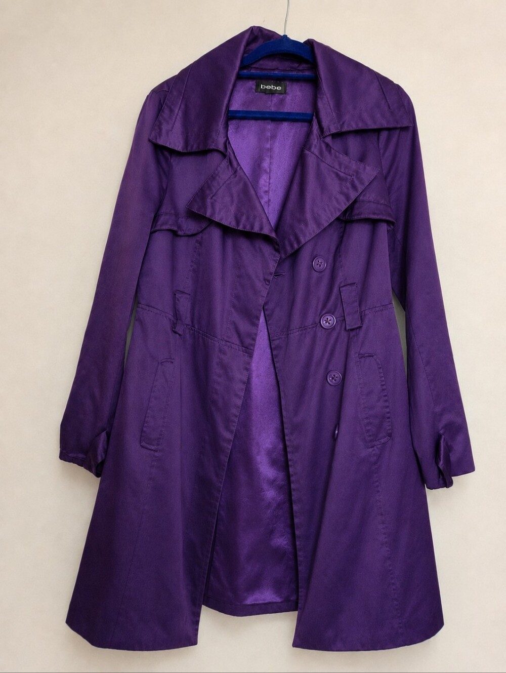 Bebe Deep Royal Purple Trench Coat
